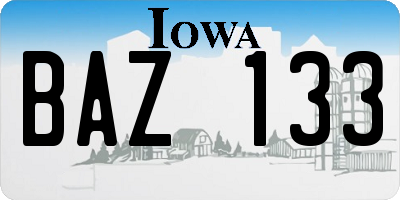 IA license plate BAZ133