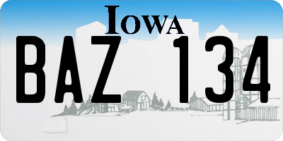IA license plate BAZ134