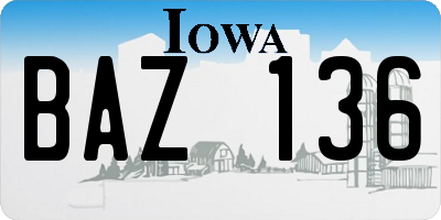 IA license plate BAZ136