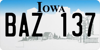IA license plate BAZ137