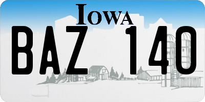IA license plate BAZ140