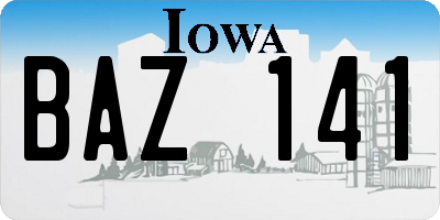 IA license plate BAZ141