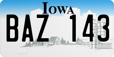IA license plate BAZ143