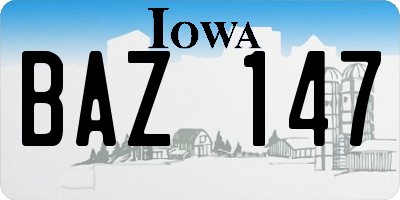 IA license plate BAZ147