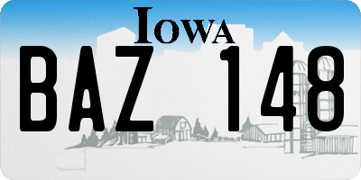 IA license plate BAZ148