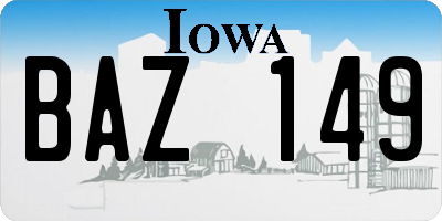 IA license plate BAZ149