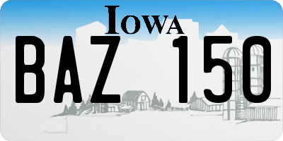 IA license plate BAZ150