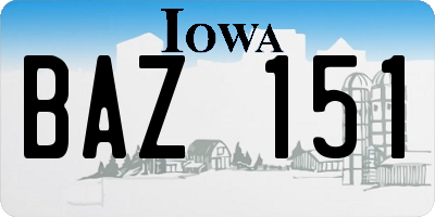 IA license plate BAZ151