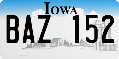 IA license plate BAZ152