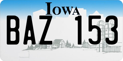 IA license plate BAZ153