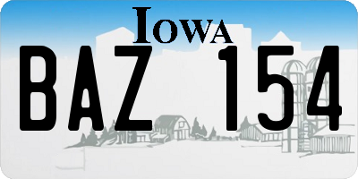 IA license plate BAZ154