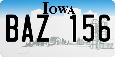 IA license plate BAZ156