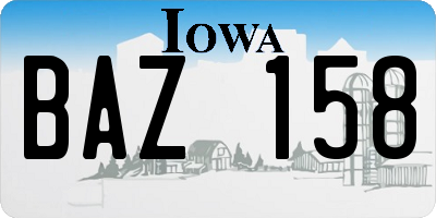 IA license plate BAZ158