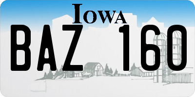 IA license plate BAZ160