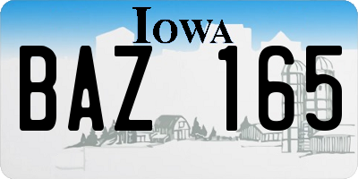 IA license plate BAZ165