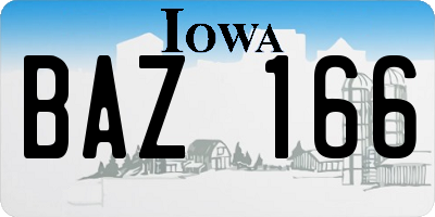 IA license plate BAZ166