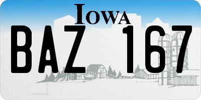 IA license plate BAZ167