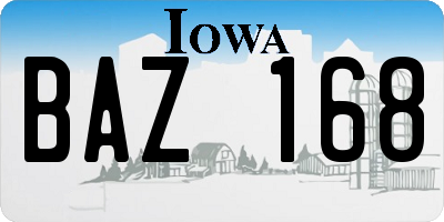IA license plate BAZ168