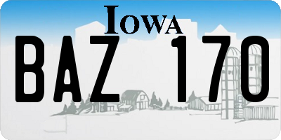 IA license plate BAZ170