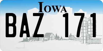 IA license plate BAZ171
