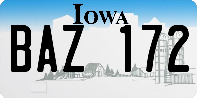 IA license plate BAZ172