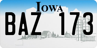 IA license plate BAZ173