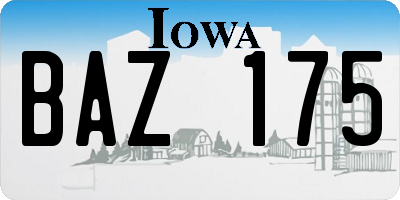 IA license plate BAZ175
