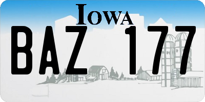IA license plate BAZ177