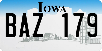 IA license plate BAZ179