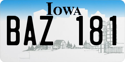 IA license plate BAZ181