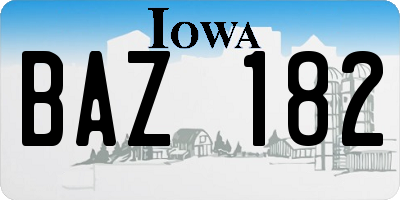 IA license plate BAZ182