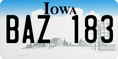 IA license plate BAZ183