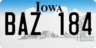 IA license plate BAZ184