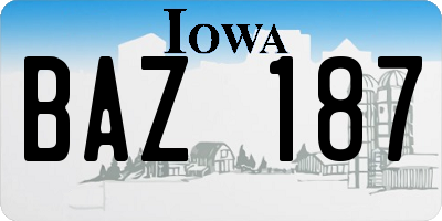 IA license plate BAZ187