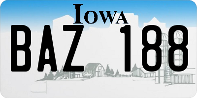 IA license plate BAZ188