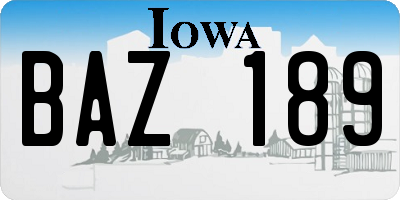 IA license plate BAZ189