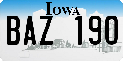 IA license plate BAZ190