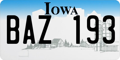 IA license plate BAZ193