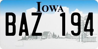 IA license plate BAZ194