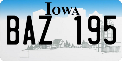 IA license plate BAZ195