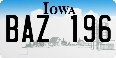 IA license plate BAZ196