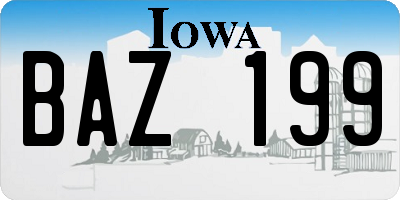 IA license plate BAZ199