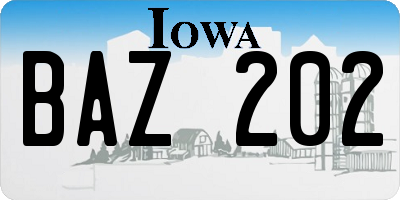 IA license plate BAZ202