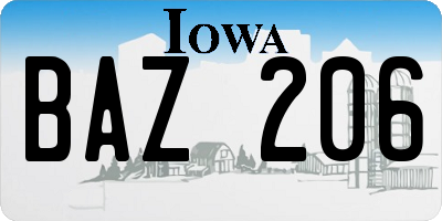IA license plate BAZ206