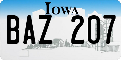 IA license plate BAZ207