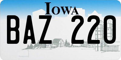 IA license plate BAZ220