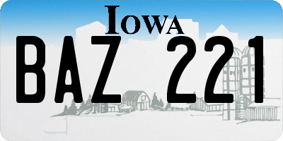 IA license plate BAZ221