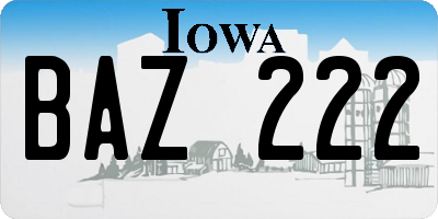 IA license plate BAZ222
