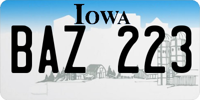 IA license plate BAZ223