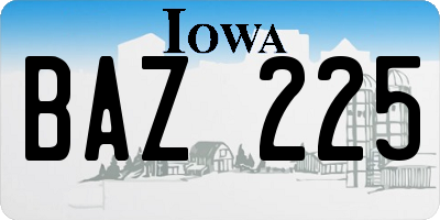 IA license plate BAZ225